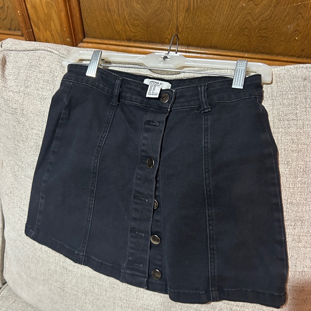 Forever 21 Black Button-Front Mini Skirt